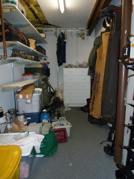 disorganized storage closet