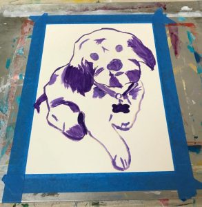 painting outline of a puppy