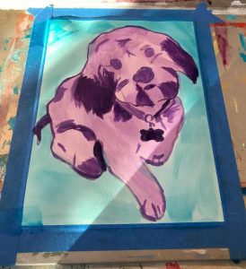 underpainting acrylic of a puppy