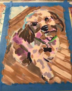 2nd layer of acrylic painted puppy