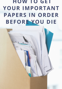 cluttered papers in file box